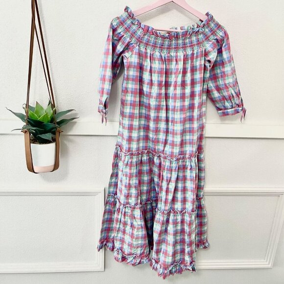 KATE SPADE NEW YORK Madras Off Shoulder Cotton Midi Dress Size XS - Picture 2 of 7